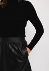 Selected Femme Madga High Rise Leather Midi Skirt, Black