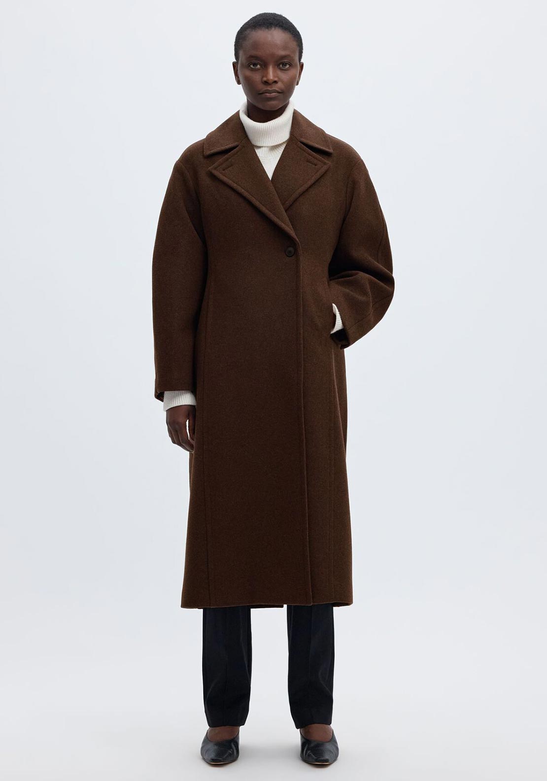 Selected Femme Wool-blend Coat, Brown