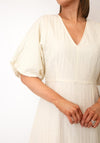 Selected Femme Textured A-Line Midi Dress, Cream