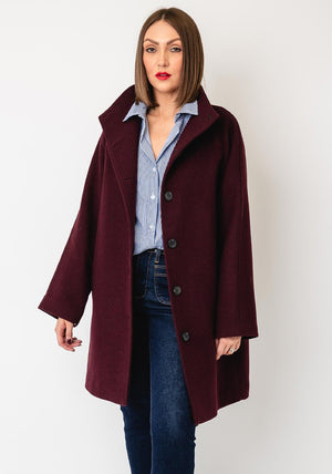 Selected Femme Zia Wool Blend Coat, Wine