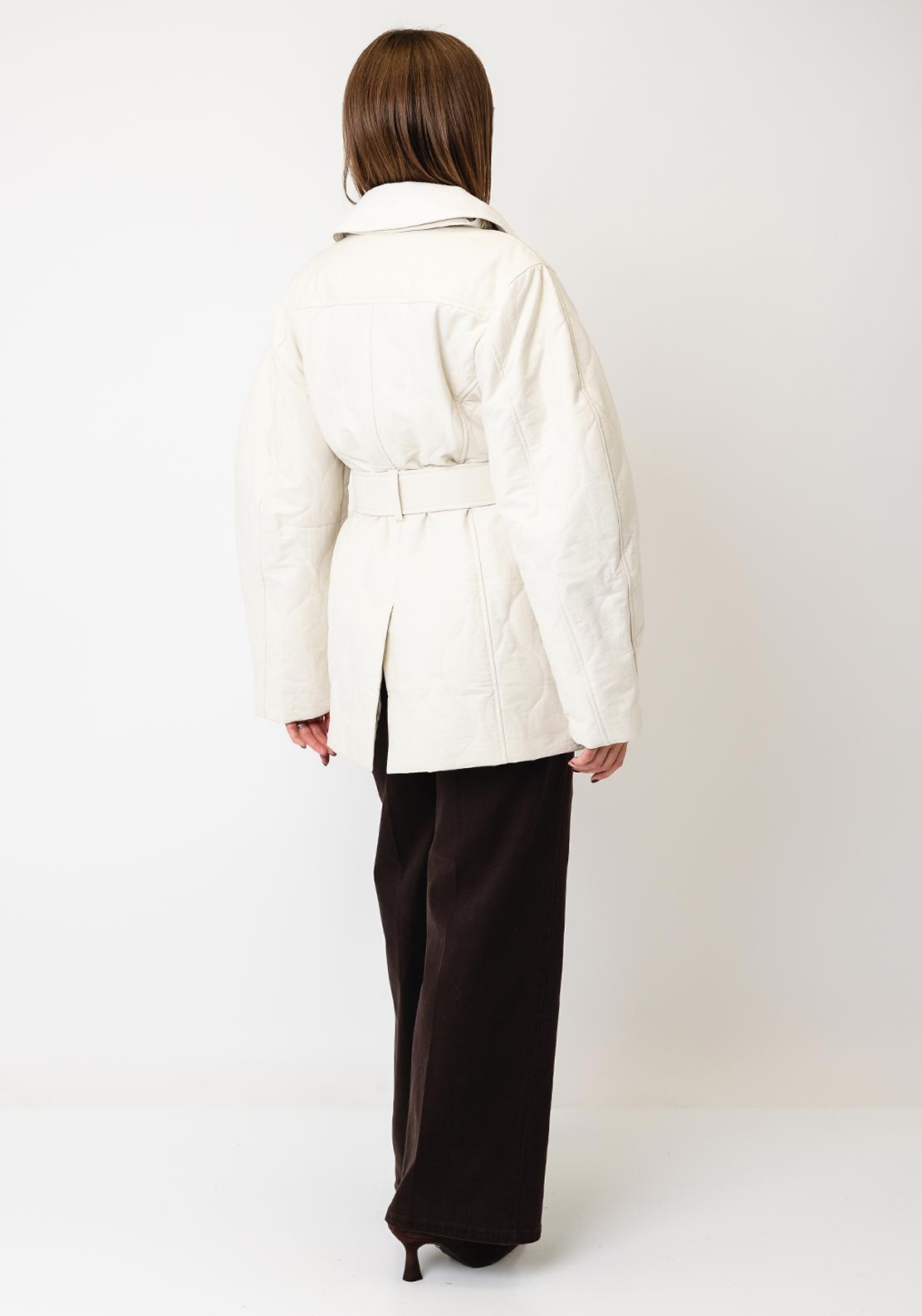 Selected Femme Alaia Quilted Coat, Cream