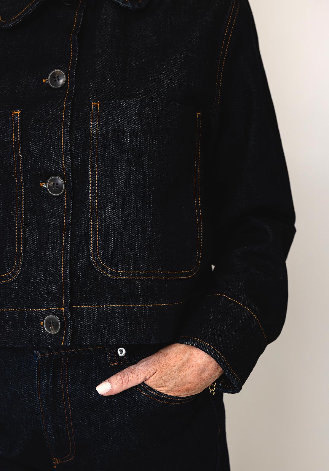 Selected Femme Shelly Cropped Denim Jacket, Dark Blue