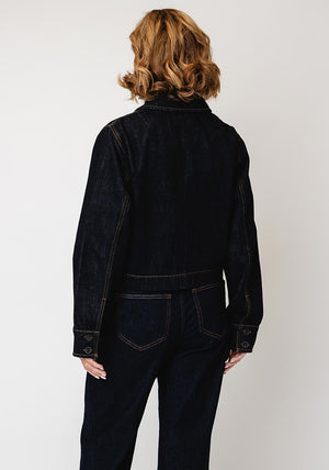 Selected Femme Shelly Cropped Denim Jacket, Dark Blue