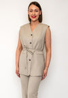 Selected Femme Lisa Boxy Belted Waistcoat, Cashmere Beige