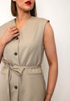 Selected Femme Lisa Boxy Belted Waistcoat, Cashmere Beige