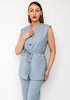 Selected Femme Boxy Belted Waistcoat, Dusty Blue