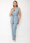 Selected Femme Boxy Belted Waistcoat, Dusty Blue