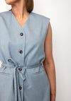 Selected Femme Boxy Belted Waistcoat, Dusty Blue