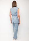 Selected Femme Boxy Belted Waistcoat, Dusty Blue