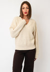Selected Femme Selma Knitted V-Neck Jumper, Cream