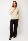Selected Femme Selma Knitted V-Neck Jumper, Cream