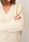 Selected Femme Selma Knitted V-Neck Jumper, Cream
