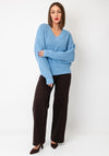 Selected Femme Selma Knitted V-Neck Jumper, Blue