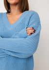 Selected Femme Selma Knitted V-Neck Jumper, Blue