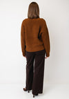 Selected Femme Selma Knitted V-Neck Jumper, Tan Brown