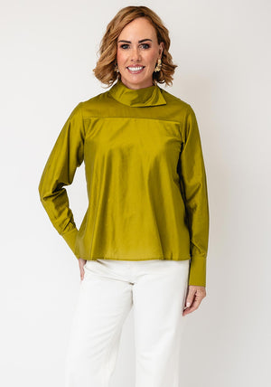 Selected Femme Connie High Neckline Blouse, Green