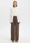 Selected Femme High Waist Wide Leg Trousers, Brown
