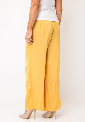 Selected Femme Laura Wide Leg with Slit Trousers, Ochre Yellow