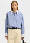 Selected Femme Romie Striped Oversize Shirt, Blue