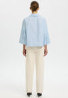 Selected Femme Ester Striped Cropped Sleeve Shirt, Blue