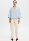 Selected Femme Ester Striped Cropped Sleeve Shirt, Blue