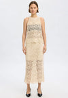 Selected Femme Falima Crochet Midi Skirt, Beige