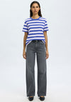 Selected Femme Essential Striped Boxy T-Shirt, Blue