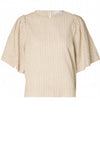 Selected Femme Hillie Striped Linen Top, Hummus