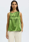 Selected Femme Elina Satin Twist Detail Top, Green
