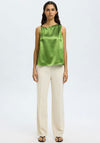 Selected Femme Elina Satin Twist Detail Top, Green