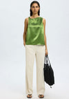 Selected Femme Elina Satin Twist Detail Top, Green