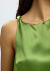 Selected Femme Elina Satin Twist Detail Top, Green