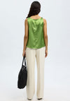Selected Femme Elina Satin Twist Detail Top, Green