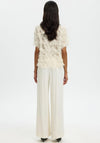Selected Femme Myline Sheer Fringed Top, Off White
