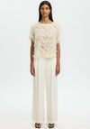 Selected Femme Myline Sheer Fringed Top, Off White