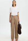 Selected Femme Terry Wide Leg Tailored Trousers, Beige