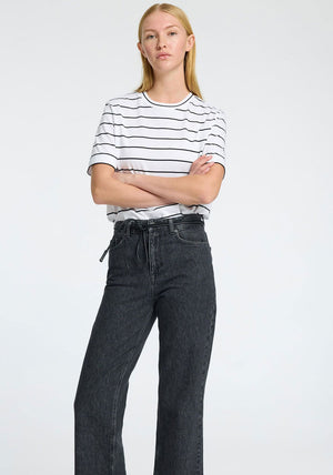 Selected Femme Viellette Striped Boxy Fit T-Shirt, White