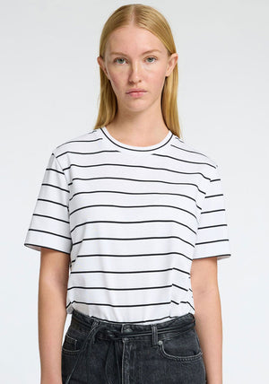 Selected Femme Viellette Striped Boxy Fit T-Shirt, White