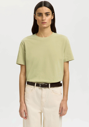 Selected Femme Boxy T-Shirt, Sage Green