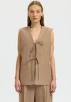 Selected Femme Terry Tie Detail Waistcoat, Beige