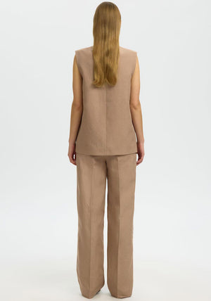 Selected Femme Terry Tie Detail Waistcoat, Beige