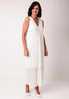Serafina Collection One Size Plisse Pleated V Neck Dress, White
