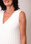 Serafina Collection One Size Plisse Pleated V Neck Dress, White