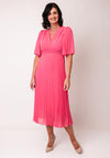 Serafina Collection One Size Pleated A-Line Midi Dress, Pink