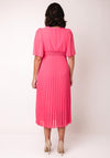 Serafina Collection One Size Pleated A-Line Midi Dress, Pink