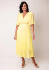 Serafina Collection One Size Pleated A-Line Midi Dress, Yellow