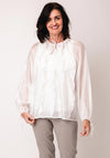 Serafina Collection One Size Sheer Frill Blouse, White