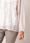 Serafina Collection One Size Sheer Frill Blouse, White