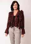 Serafina Collection One Size Frill Tie Front Blouse, Brown
