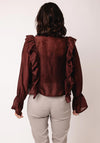 Serafina Collection One Size Frill Tie Front Blouse, Brown